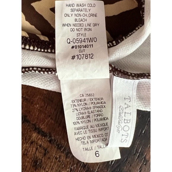 Talbots Brown and Tan halter neck style one piece bathing suit, Size 6 - Picture 11 of 16